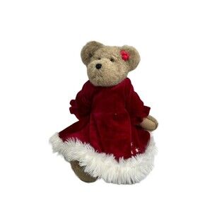 Vintage Boyds Bears Mrs Kinglebeary 2002 Plush Christmas Red Velvet Dress 14"